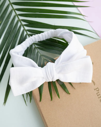 PureCloth White Headband-Solid-Muslin Cotton-For Infants