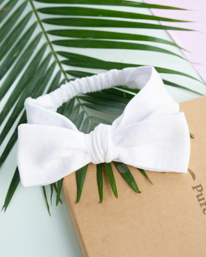 PureCloth White Headband-Solid-Muslin Cotton-For Infants