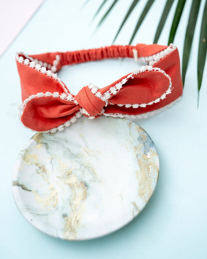 PureCloth Peach Headband-Solid Lace-Organic Cotton-For Infants