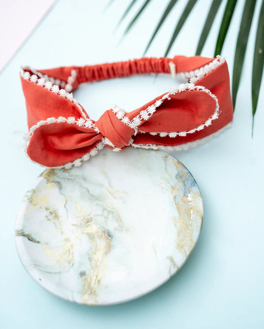 PureCloth Peach Headband-Solid Lace-Organic Cotton-For Infants