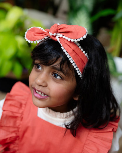 PureCloth Peach Headband-Solid Lace-Organic Cotton-For Infants
