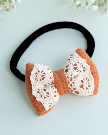 PureCloth Orange Headband-Solid Lace-Organic Cotton-For Infants