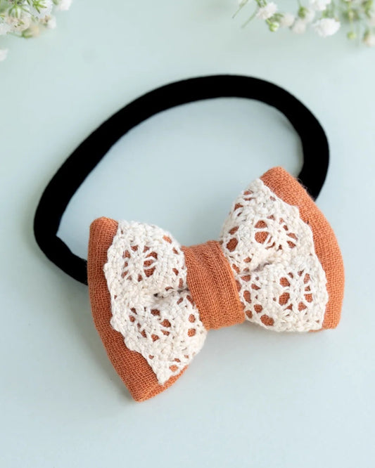 PureCloth Orange Headband-Solid Lace-Organic Cotton-For Infants