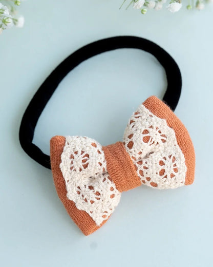 PureCloth Orange Headband-Solid Lace-Organic Cotton-For Infants
