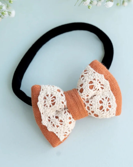 PureCloth Orange Headband-Solid Lace-Organic Cotton-For Infants