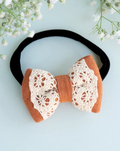 PureCloth Orange Headband-Solid Lace-Organic Cotton-For Infants