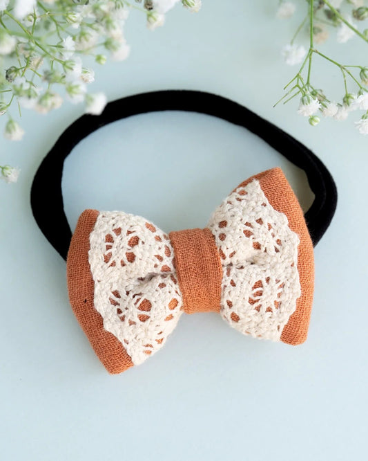 PureCloth Orange Headband-Solid Lace-Organic Cotton-For Infants