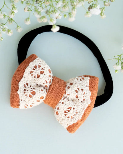 PureCloth Orange Headband-Solid Lace-Organic Cotton-For Infants