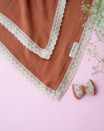 PureCloth Orange Headband-Solid Lace-Organic Cotton-For Infants