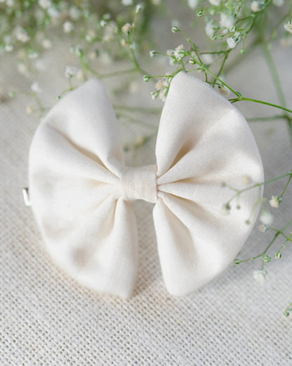 PureCloth Off White Hair Clip-Solid-Chanderi Silk-For Infants