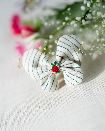 PureCloth White Hair Clip-Striped-Organic Cotton-For Infants