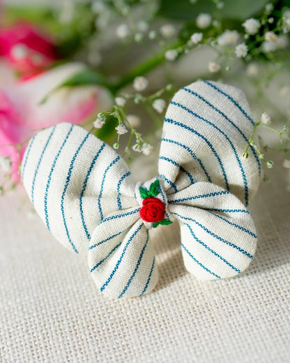 PureCloth White Hair Clip-Striped-Organic Cotton-For Infants