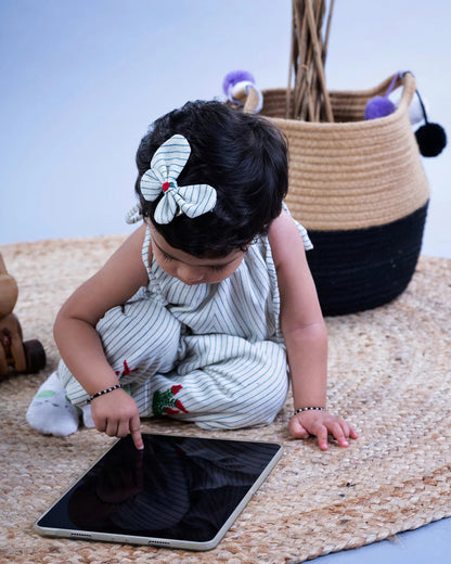 PureCloth White Hair Clip-Striped-Organic Cotton-For Infants