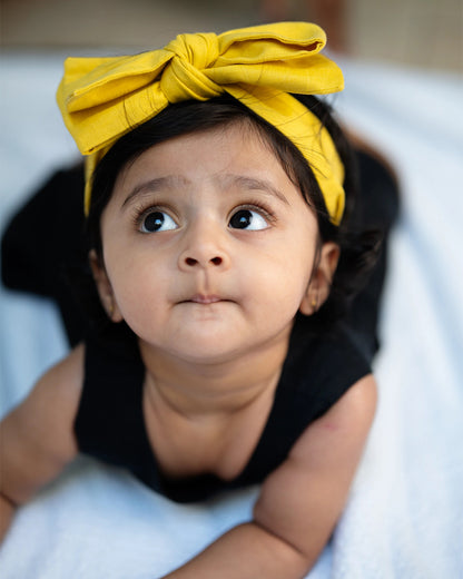 PureCloth Yellow Headband-Solid-100% Cotton-For Infants