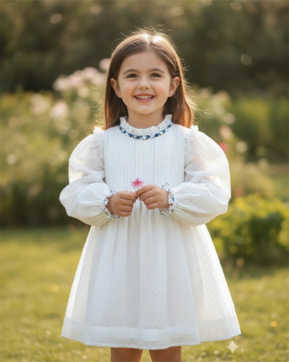 PureCloth Off White Frock Dress-Solid-Organic Cotton-For Infants