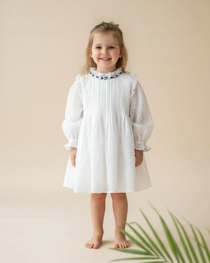 PureCloth Off White Frock Dress-Solid-Organic Cotton-For Infants