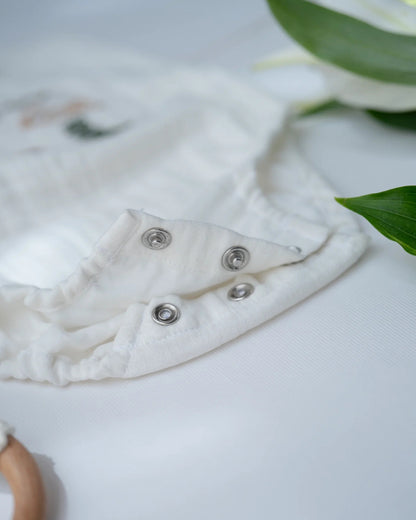 PureCloth Little Meadows Baby Boy Gift Set with Cotton Romper and Swaddle-Newborn Essential Gift Set For Baby Shower-Pack of 3-White