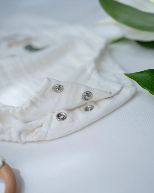 PureCloth Little Meadows Baby Boy Gift Set with Cotton Romper and Swaddle-Newborn Essential Gift Set For Baby Shower-Pack of 3-White