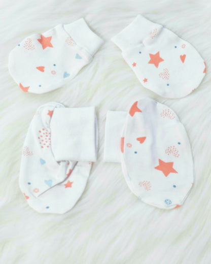 Yellow Doodle White Fairy Dust Cap, Mittens & Booties-Cotton-For Infants