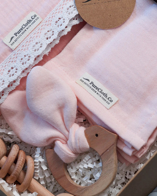 PureCloth The Little Nest Gift Set-Newborn Essential Gift Set For Baby Shower-Pack of 6-Pink