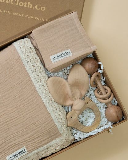 PureCloth The Little Nest Gift Set-Newborn Essential Gift Set For Baby Shower-Pack of 6-Beige