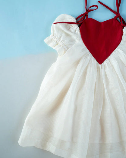 PureCloth Off White Frock Dress-Solid-Silk-For Infants