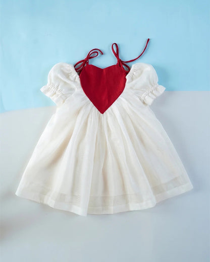 PureCloth Off White Frock Dress-Solid-Silk-For Infants