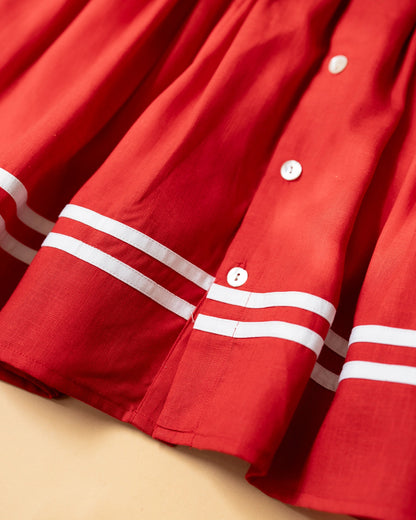 PureCloth Red Frock Dress-Solid-Cotton-For Infants