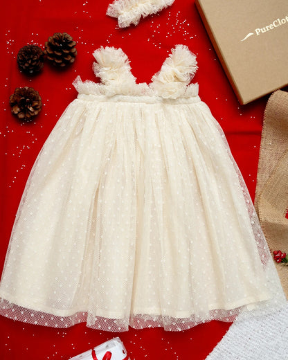 PureCloth Off White Frock Dress-Vintage Lace-Cotton-For Infants
