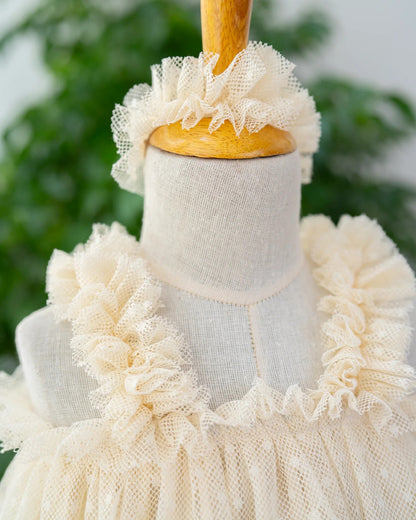 PureCloth Off White Frock Dress-Vintage Lace-Cotton-For Infants