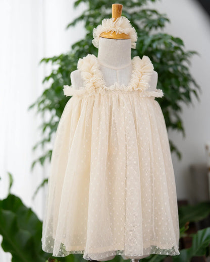 PureCloth Off White Frock Dress-Vintage Lace-Cotton-For Infants