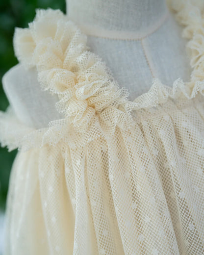 PureCloth Off White Frock Dress-Vintage Lace-Cotton-For Infants