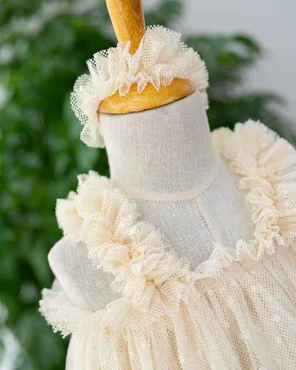PureCloth Off White Frock Dress-Vintage Lace-Cotton-For Infants