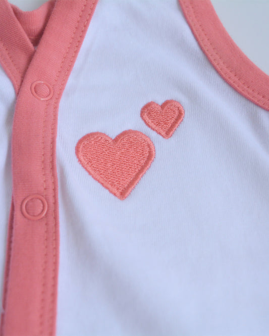 Yellow Doodle Red Hearts Nappy & Vest-Organic Cotton-Set of 4-For Infants