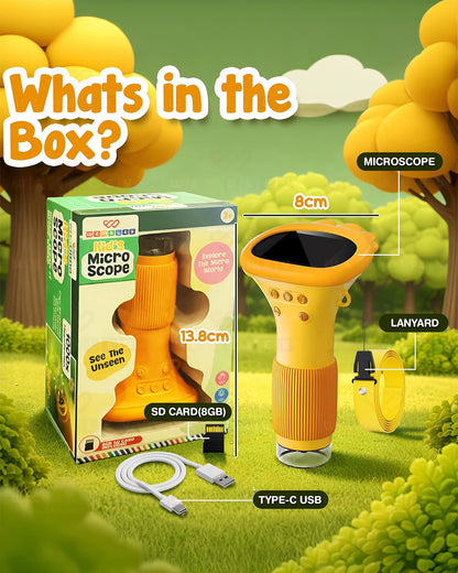 Wembley Portable Kids Microscope-Indoor Toy-1000x Zoom & HD Screen-Portable Design-36M+
