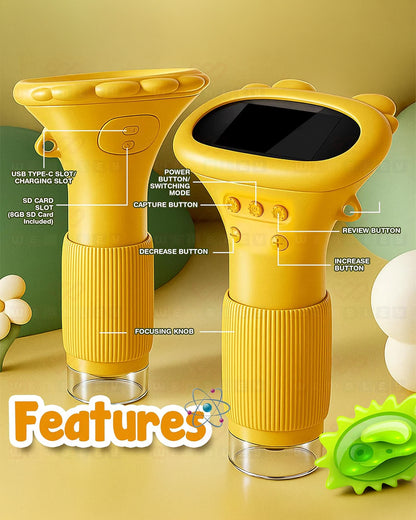 Wembley Portable Kids Microscope-Indoor Toy-1000x Zoom & HD Screen-Portable Design-36M+