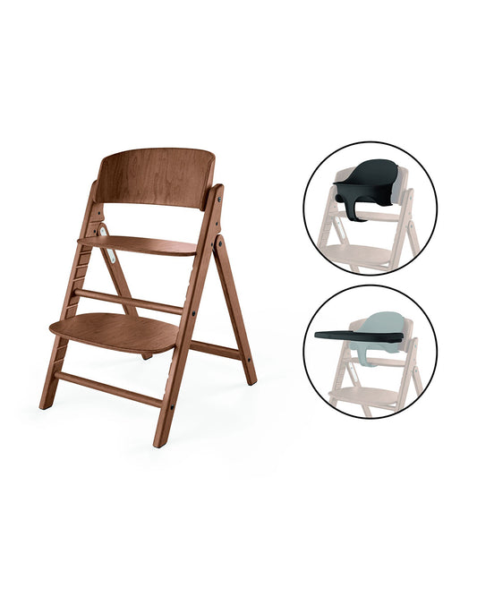 Cybex Click & Fold 3 in 1 High Chair With Baby Set & Tray-Quick & Easy One Hand Unfold-Self Standing When Folded-Individual Height & Depth Adjustment of Seat & Footrest-For 6M to 99Y (Upto 120 Kg)-All Natural Dark