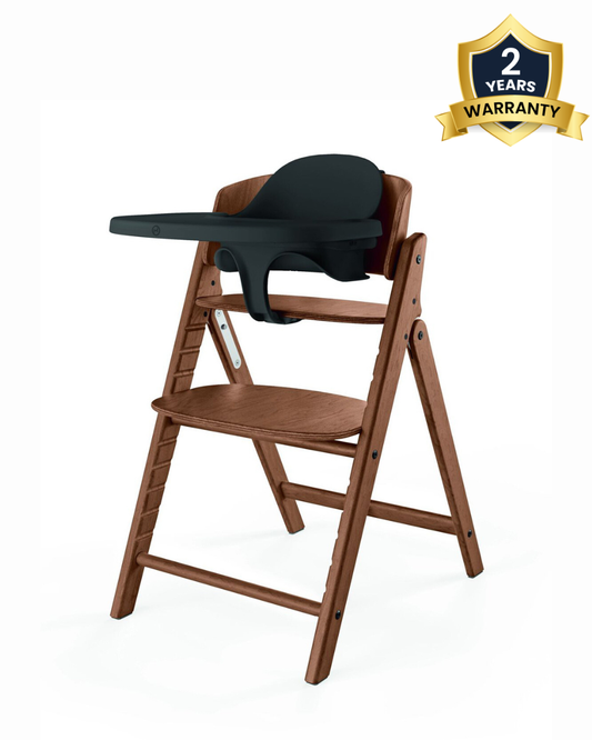 Cybex Click & Fold 3 in 1 High Chair With Baby Set & Tray-Quick & Easy One Hand Unfold-Self Standing When Folded-Individual Height & Depth Adjustment of Seat & Footrest-For 6M to 99Y (Upto 120 Kg)-All Natural Dark