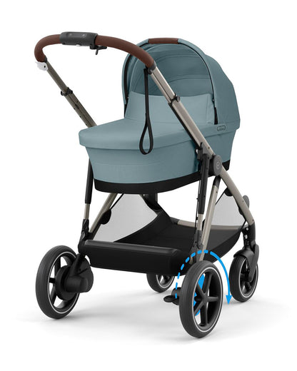 Cybex Gazelle S Baby Carry Cot-Integrated Carry Handle-Soft & Spring Foam Cushion-XXL UPF50+ Canopy-Compact Fold-2 Years Warranty-For 0 to 6M (Upto 9 Kg)-Stormy Blue