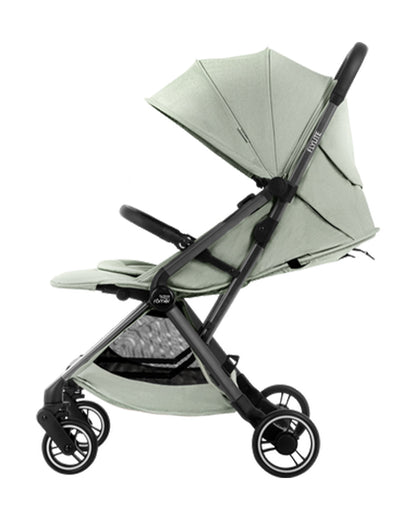 Britax Flylite Cabin Friendly Stroller-Extra Large Extendable Canopy-One Hand Fold-Flat Reclining Seat-For 0 to 4Y (Upto 22Kg)-Sage