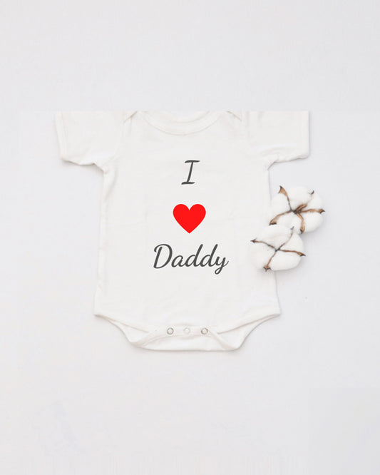 Yellow Doodle White Bodysuit-Printed-I Love Daddy-Cotton-For Infants