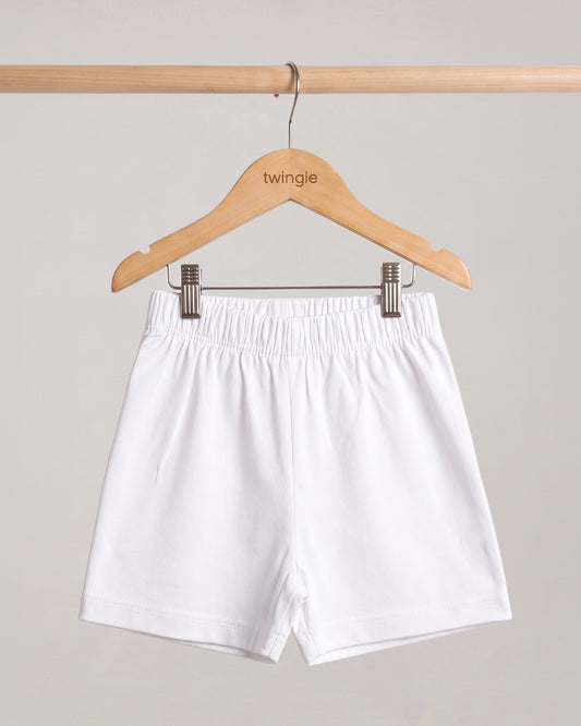Twingle 100% Organic Cotton Shorts-Soft Elasticated Waistband-No Itchy Tags-Solid-White-For Infants