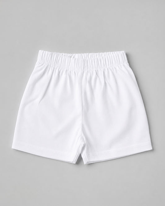 Twingle 100% Organic Cotton Shorts-Soft Elasticated Waistband-No Itchy Tags-Solid-White-For Infants