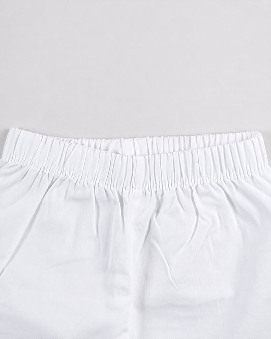 Twingle 100% Organic Cotton Shorts-Soft Elasticated Waistband-No Itchy Tags-Solid-White-For Infants