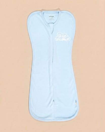 Twingle 100% Organic Cotton Sleeping Bag with Beanie-Snug Fit & Arms Up Design for Natural Body Posture-Zip Guard to Protect Baby's Chin & Neck-Two Way Zipper for Easy Diaper Change-Solid-Aqua-For Infants