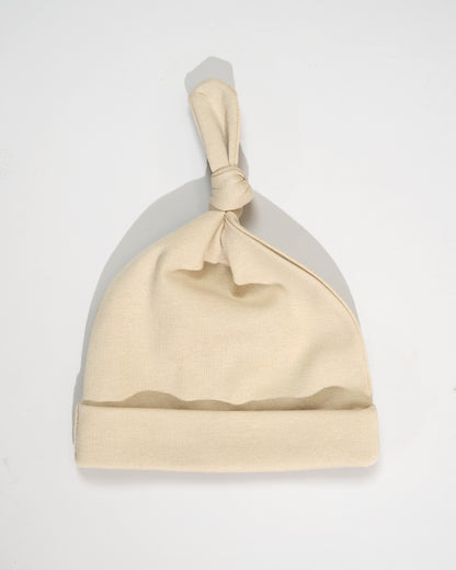 Twingle 100% Organic Cotton Sleeping Bag with Beanie-Snug Fit & Arms Up Design for Natural Body Posture-Zip Guard to Protect Baby's Chin & Neck-Two Way Zipper for Easy Diaper Change-Solid-Beige-For Infants