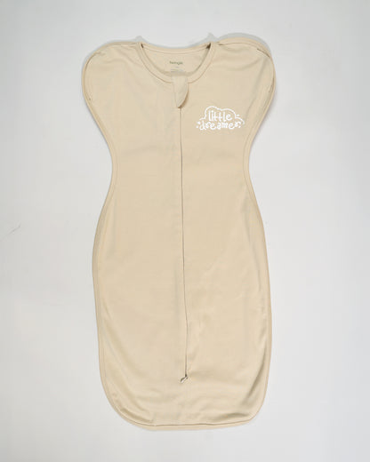 Twingle 100% Organic Cotton Sleeping Bag with Inbuilt Mittens-Snug Fit & Arms Up Design for Natural Body Posture-Zip Guard to Protect Baby's Chin & Neck-Two Way Zipper for Easy Diaper Change-Solid-Beige-For Infants