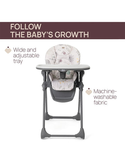 Chicco Polly Easy High Chair-Compact Fold-7 Position Height Adjustment-6M to 3Y (Upto 15Kg)-Woodland
