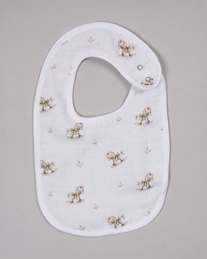Twingle 100% Organic Muslin Bib-Soft Terry on the Back for maximum Absorbency-Trusted YKK Snaps-Riding Horse-Pack of 2-For Infants