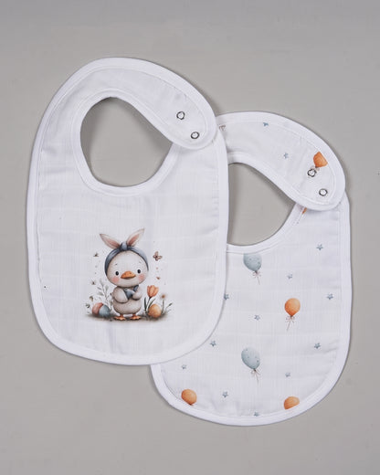 Twingle 100% Organic Muslin Bib-Soft Terry on the Back for maximum Absorbency-Trusted YKK Snaps-Easter Duck-Pack of 2-For Infants